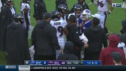 Judon and Allen get in each other's faces on the sideline
