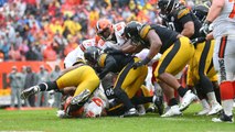 Hyde pushes through Steelers defense for TD