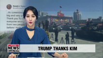 Trump thanks Kim Jong-un for leaving ICBMs out of military parade