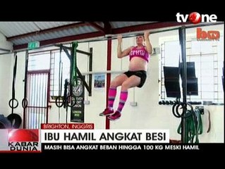 Hamil 8 Bulan, Wanita Ini Berlatih Angkat besi