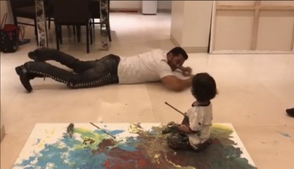 Salman Khan Assisting Nephew Ahil Making His First Painting!