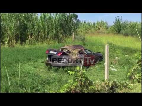 Report TV - 'Benzi' aksidentohet në aksin Lezhë-Milot, përfundon jashtë rruge, plagosen dy persona