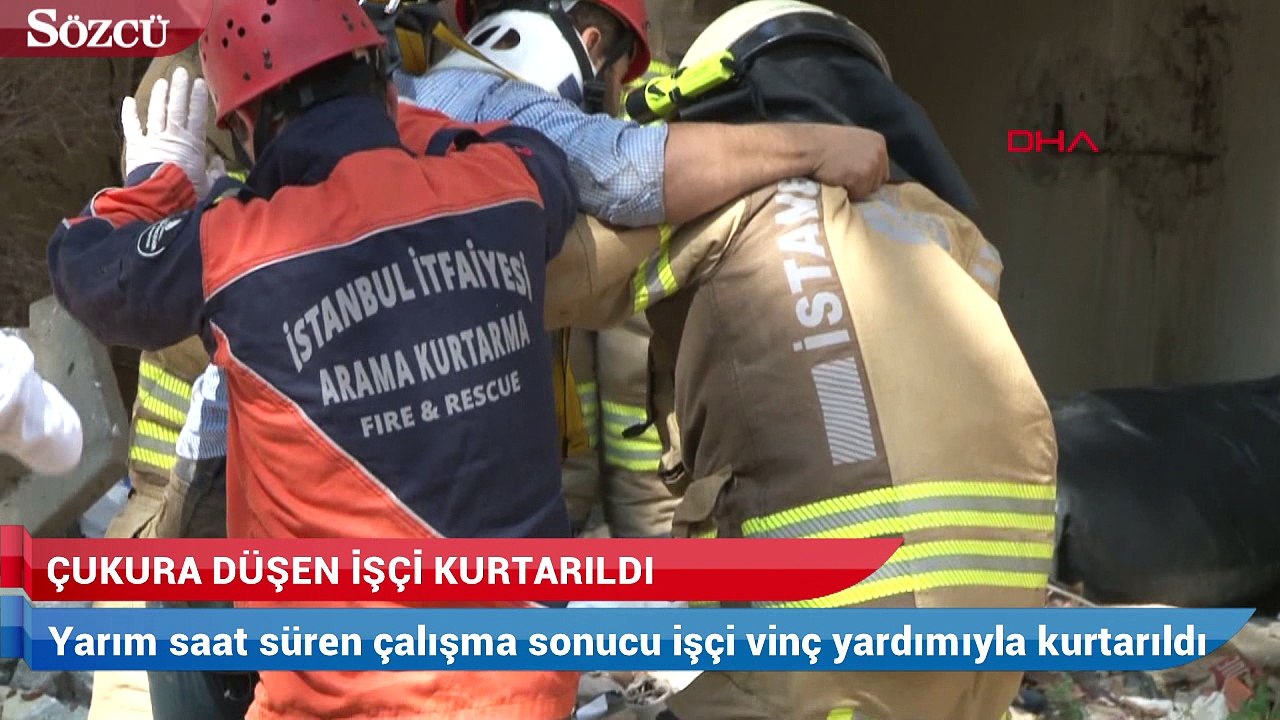 Foseptik çukuruna düşen işçiyi itfaiye kurtardı