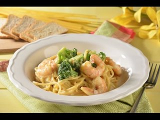 Espagueti con Camarones en Salsa de Queso
