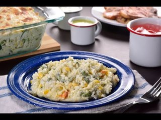 Pastel de Arroz con Poblano y Elotitos