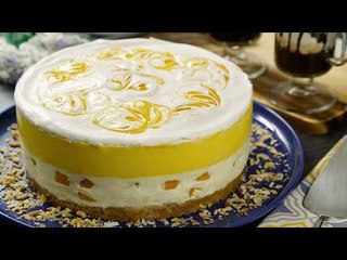 Gelatina Mosaico de Mango con Cheesecake