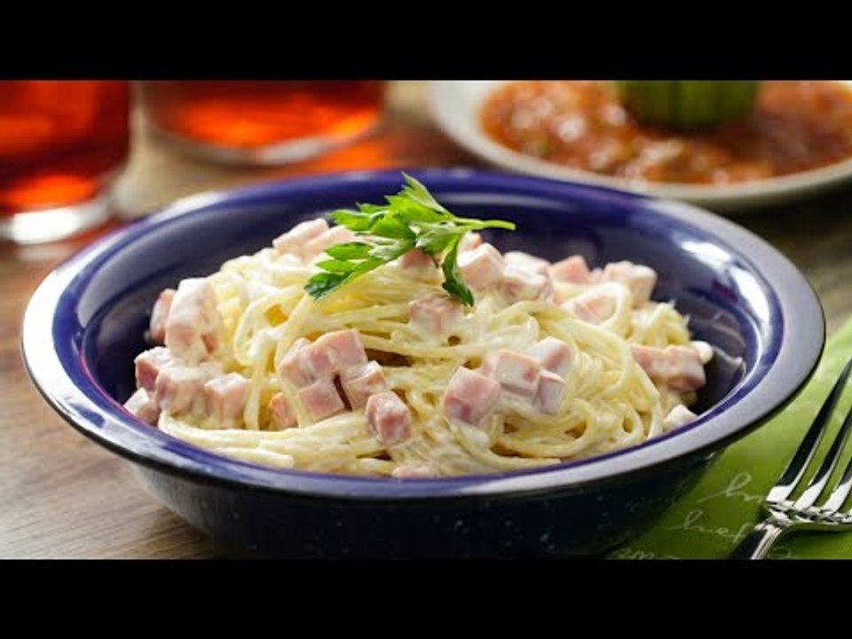 Espagueti a la Crema con Jamón