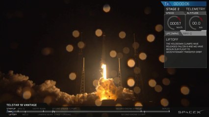 Launch & Landing of SpaceX Falcon 9 with Telstar 18V