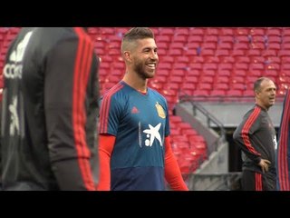 Spain Training Ahead Of England Clash At Wembley