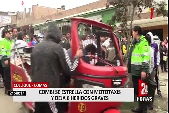 Al menos seis heridos deja choque entre combi y mototaxis en Comas