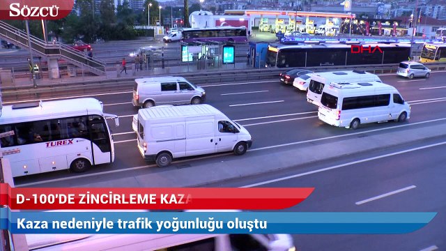 D-100’de zincirleme kaza! Araçlar geri geri gitti