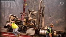 Interstate Highway Opens In California After Fire Passes Over Road