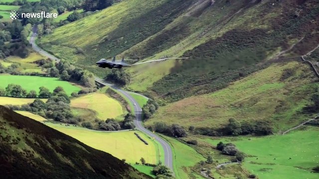 US fighter jet makes breathtaking swoop Welsh valleys