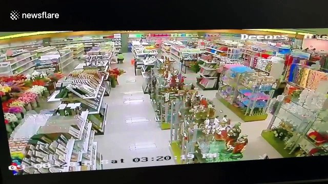CCTV footage shows supermarket items flying as earthquake hits Philippine province