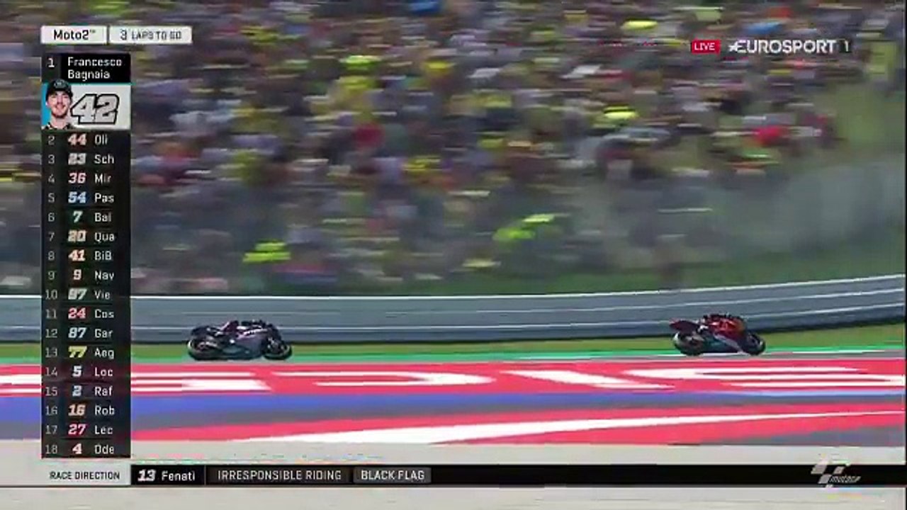 Romano Fenati appuie sur le frein dun adversaire