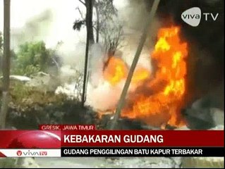 Gudang Batu Kapur di Suci Gresik Ludes Terbakar