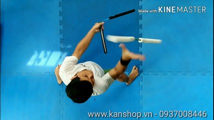 Côn Nhựa đặc tròn, dây dù. #KANSHOP. #Nunchaku. Kanclub côn nhị khúc