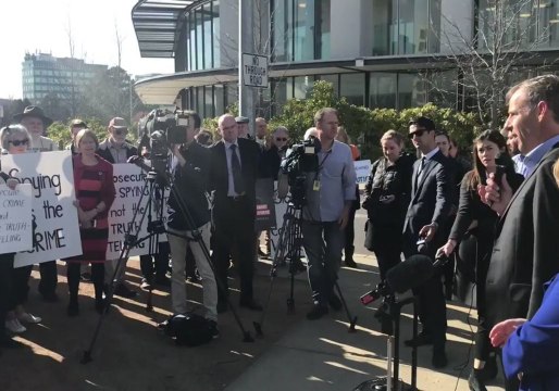 Demonstrators Rally Outside Court in Support of ASIS Spy and Lawyer