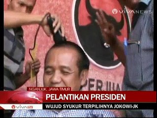 Jokowi Dilantik, Simpatisan Dan Kader PDI-P Nganjuk Cukur Gundul