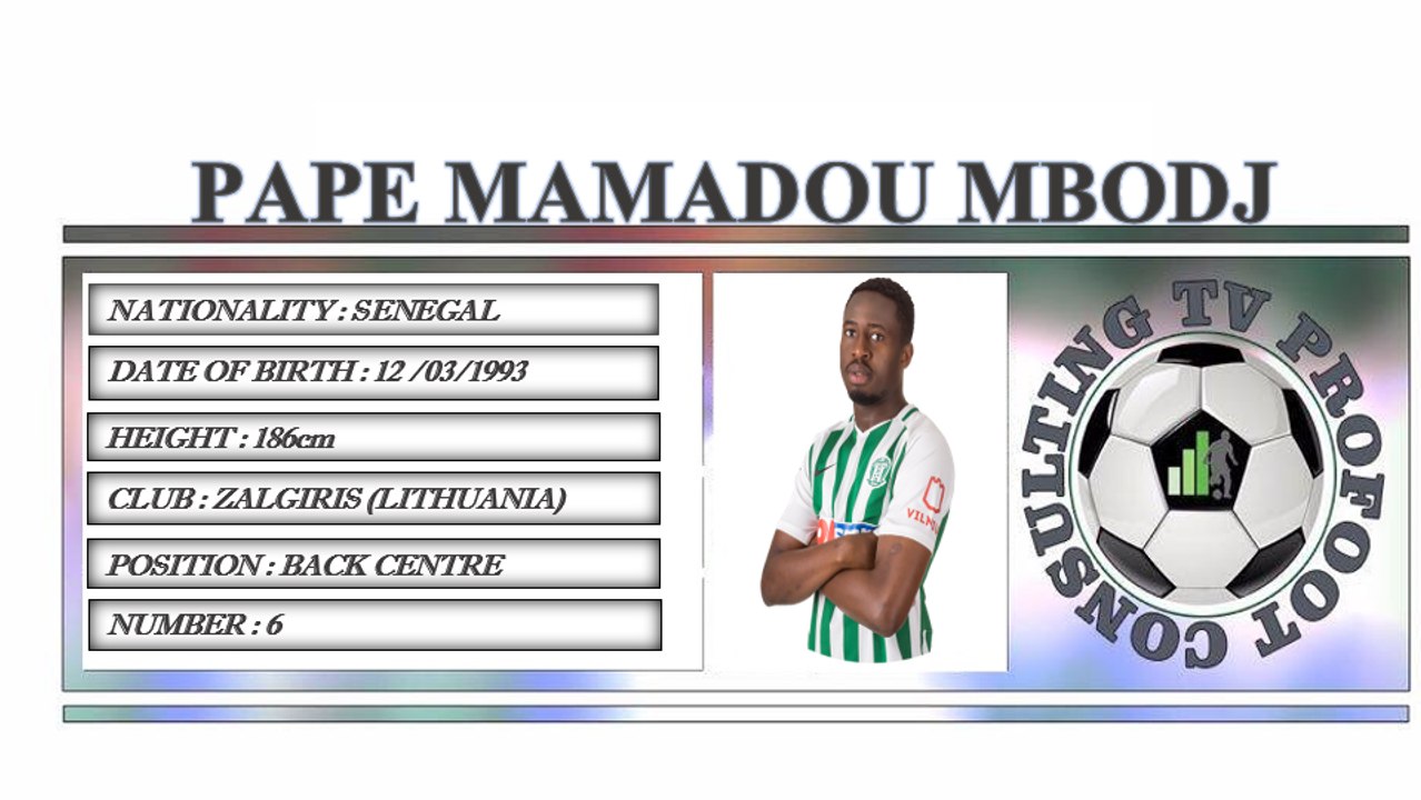 PAPE MAMADOU MBODJ ●II Best Skills & Passes II● FK ZALGIRIS VILINIUS (LITHUANIE)