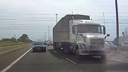 Truck driver swerves to avoid one car, hits another