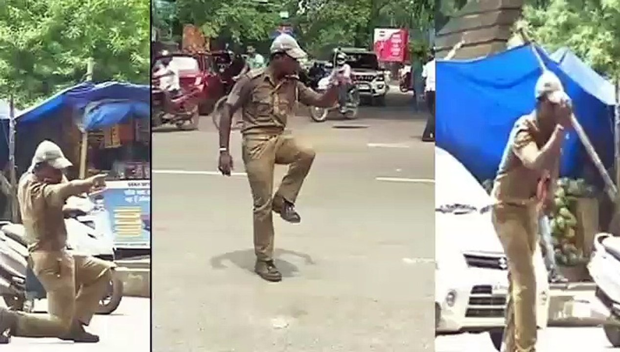 தனது நடன அசைவுகளால் டிராஃபிக்கை கட்டுப்படுத்தும் போக்குவரத்து காவலர்!