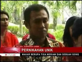 Pernikahan Unik, Mempelai Pria Serahkan Mahar 3 Meriam dan 1 Gong