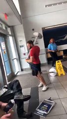 Enraged Man Causes Damage At Bus Station