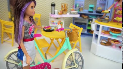 Barbie Work Day Morning Routine  - Baking Snack Shop Toy Set