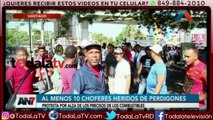 10 choferes heridos en protesta por alza de combustibles -antena 7-Video