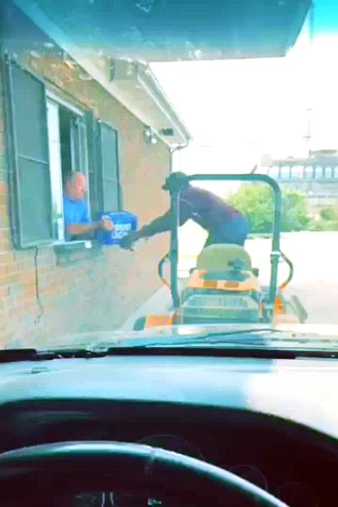 Lawnmower Rides Through House of Bourbon Drive Thru