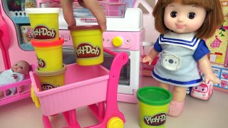 Baby Doli cookie cooking and play doh baby Doll kitchen play