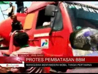 Mahasiswa Cirebon Sandera Mobil Tangki Pertamina