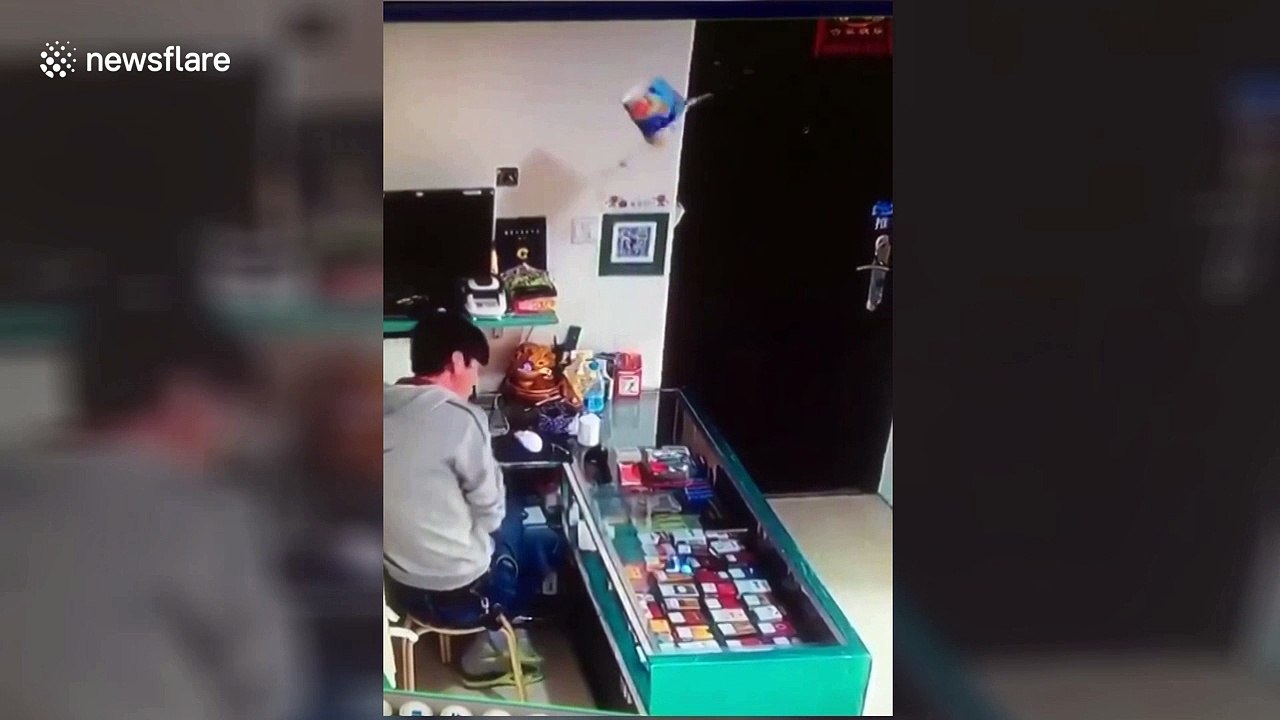 Cup noodle sent flying after lighter underneath it explodes
