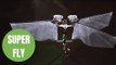 A flying robot with flapping wings can dart through the air like an insect