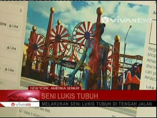 Aksi Seniman Lukis Tubuh di Tengah Jalanan AS