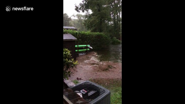 Resident's backyard flooded as Hurricane Florence brings heavy rains to Carolinas