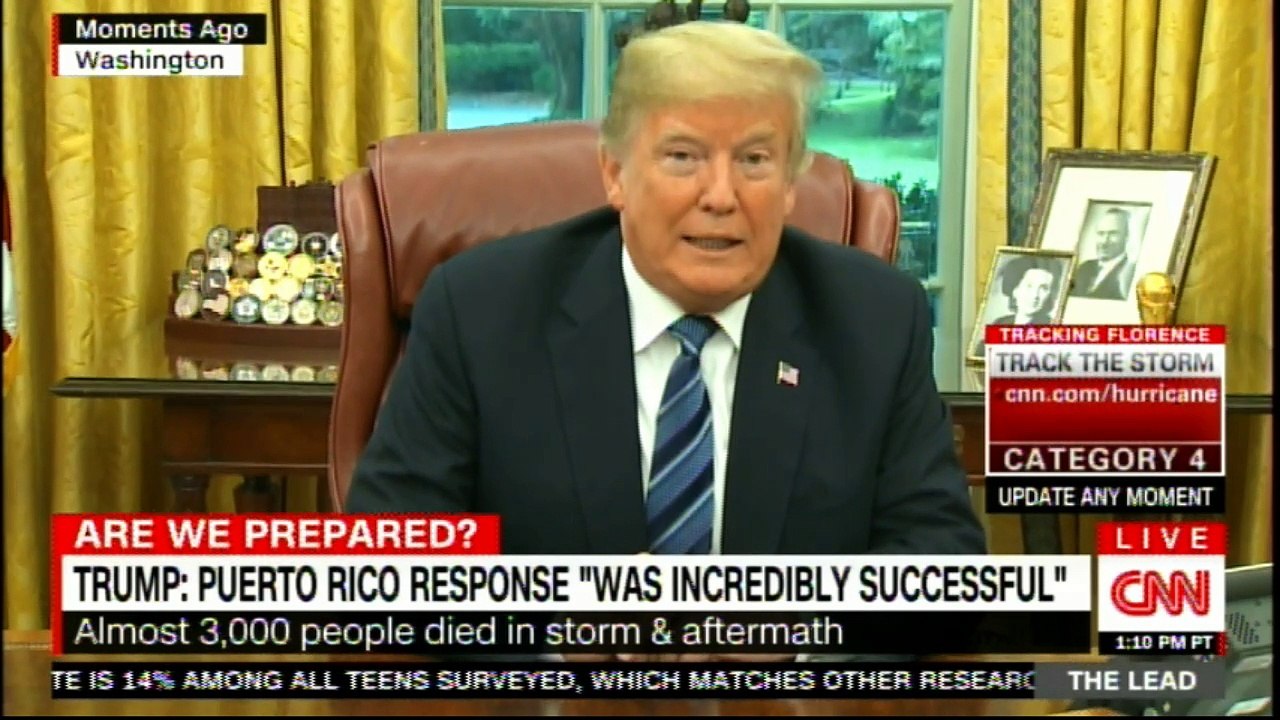 Donald Trump: Puerto Rico response "Was incredibly successful". #PurtoRico #US #DonaldTrump