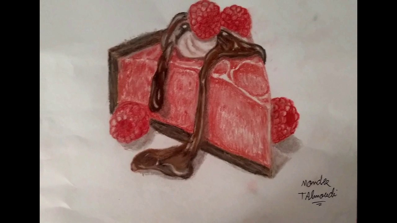 Drawing Piece Red Mulberry Cake