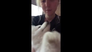 Puppy sneeze every time owner gives kisses