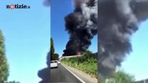 incendio al capannone Nissan di Capena: colonna di fumo sulla provincia di Roma | Notizie.it
