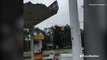 Gas station ripped apart by Florence