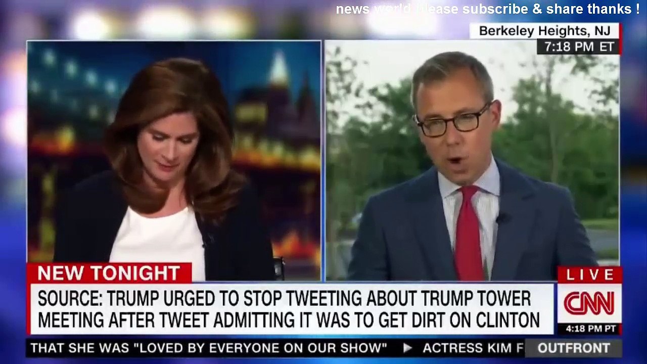 BREAKING NEWS SOURCE TRUMP URGED TO STOP TWEETING ABOUT TRUMP TOWER MEETING. CNN