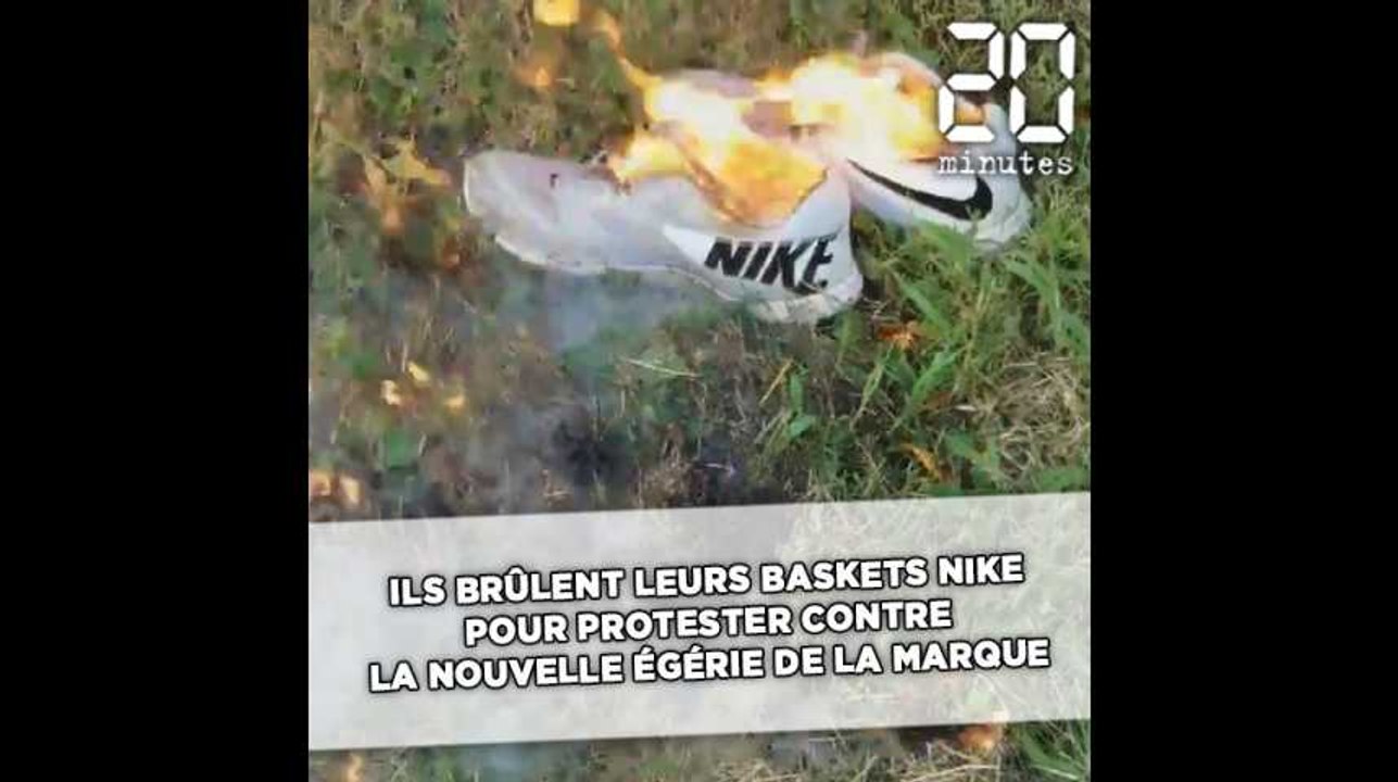 Des Américains brûlent leurs baskets Nike pour protester contre leur nouvelle  égérie - Vidéo Dailymotion