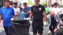 Balkes’li futbolcular sokaklardan çöp topladı