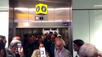 Hussain Nawaz reached at Heathrow airport London with family
