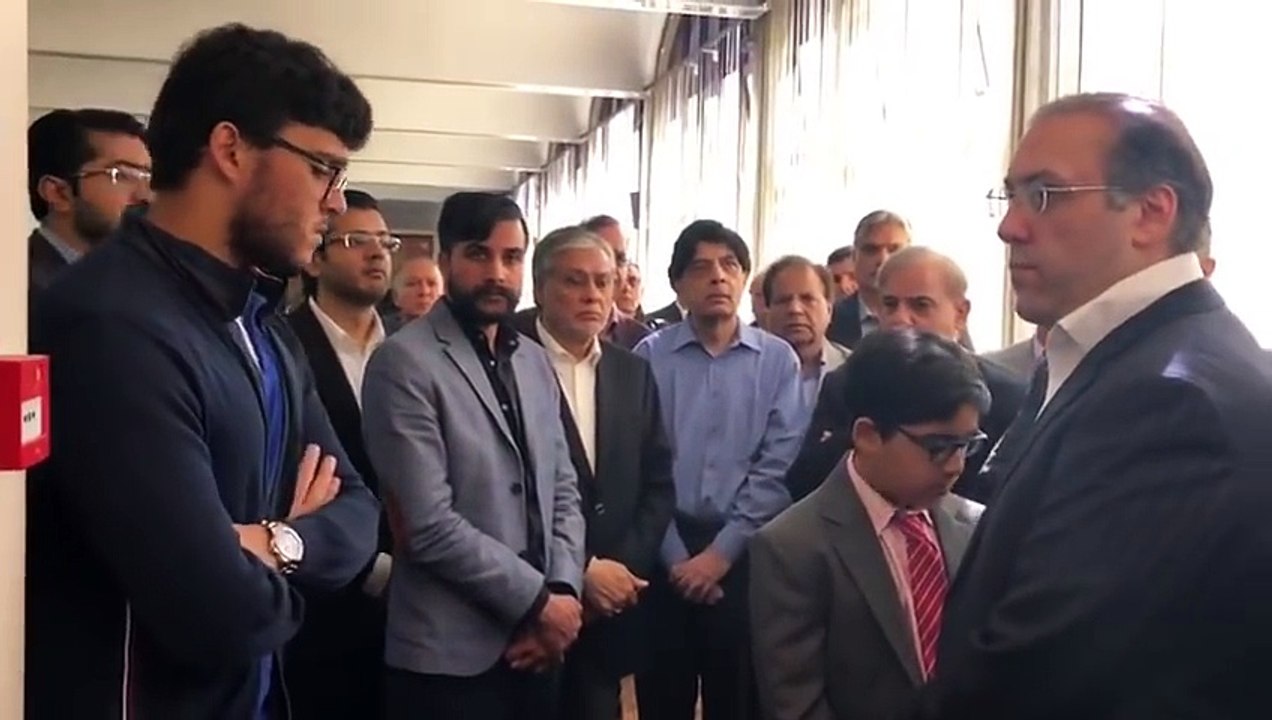 Shahbaz Sharif, Ch Nisar, Ishaq Dar, Hasan and Hussain Nawaz at Heathrow airport London