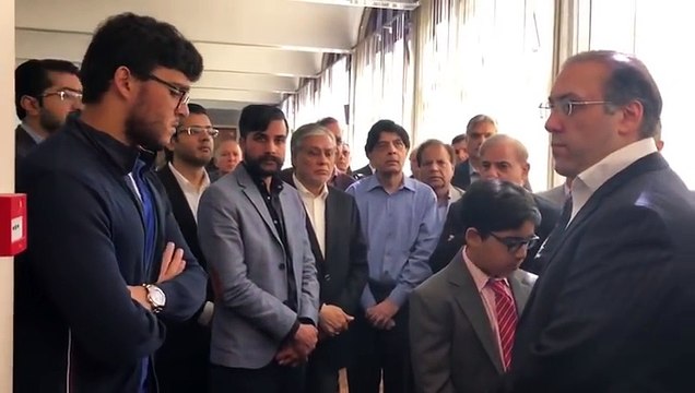 Shahbaz Sharif, Ch Nisar, Ishaq Dar, Hasan and Hussain Nawaz at Heathrow airport London