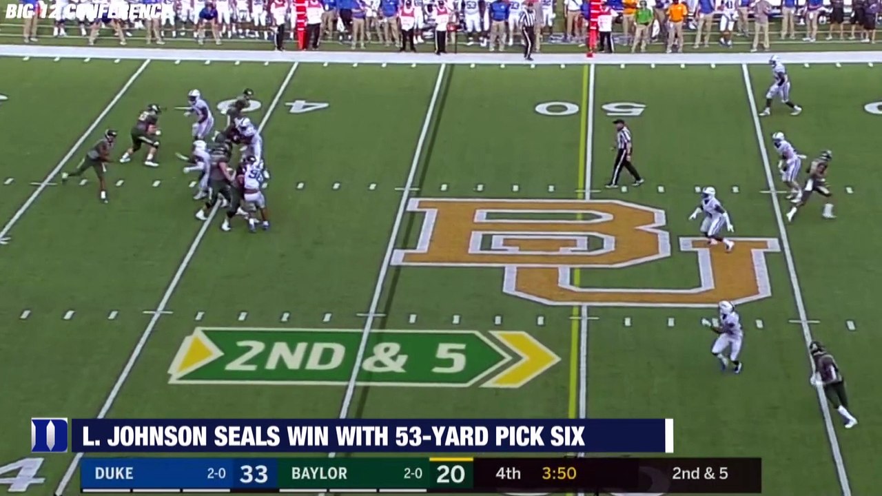Duke DB Leonard Johnson Pick Six Seals Road Win at Baylor