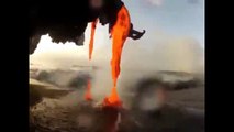 lava flowing into the ocean